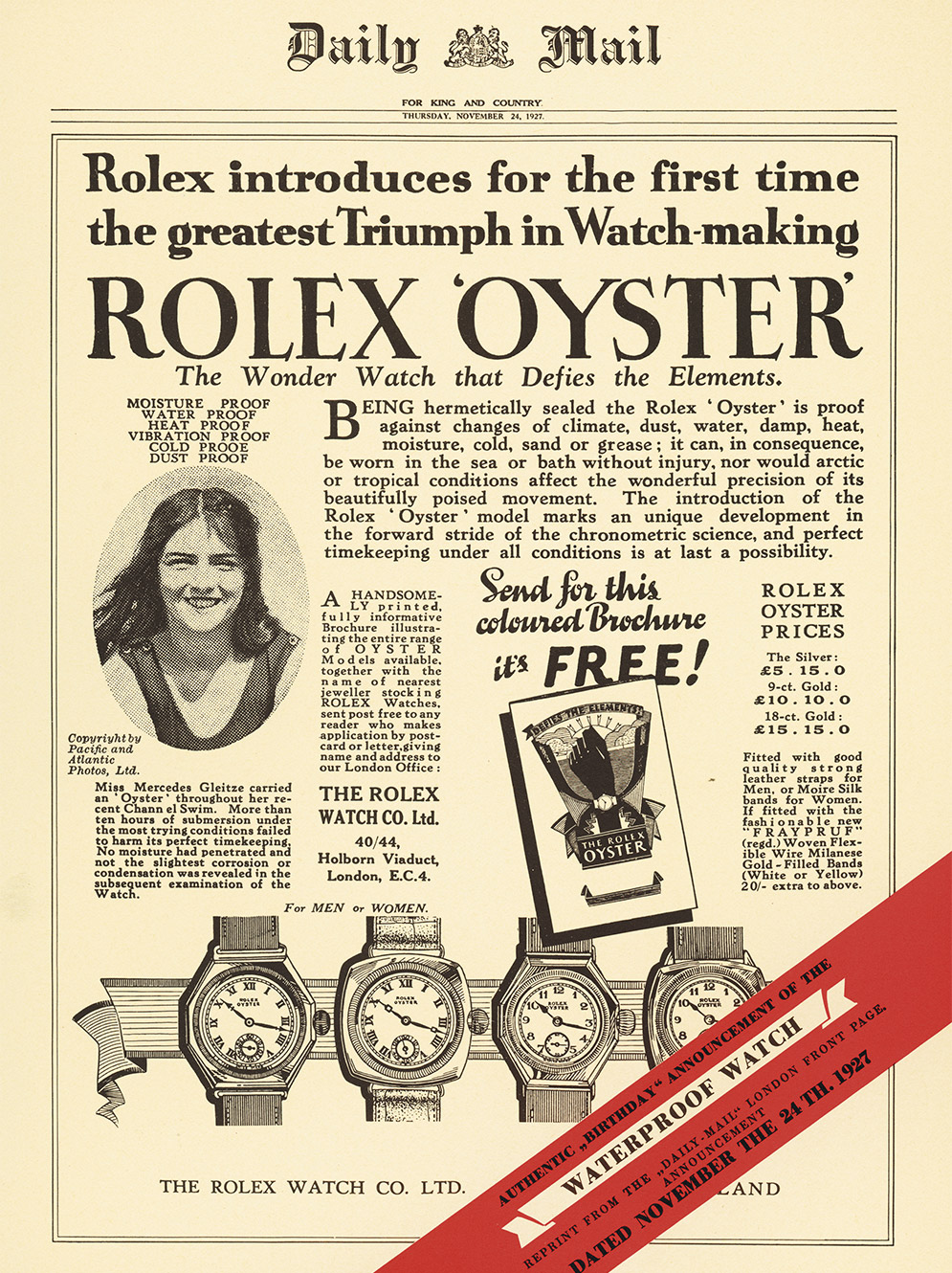 Daily Mail 1927 – Rolex Oyster